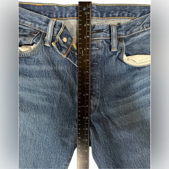 Levi's 501 Mens original fit blue jeans w32 L34 - Picture 4 of 6